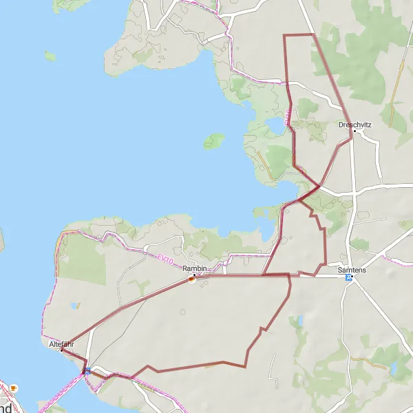 Map miniature of "Götemitz and Natzevitz Gravel Circuit" cycling inspiration in Mecklenburg-Vorpommern, Germany. Generated by Tarmacs.app cycling route planner
