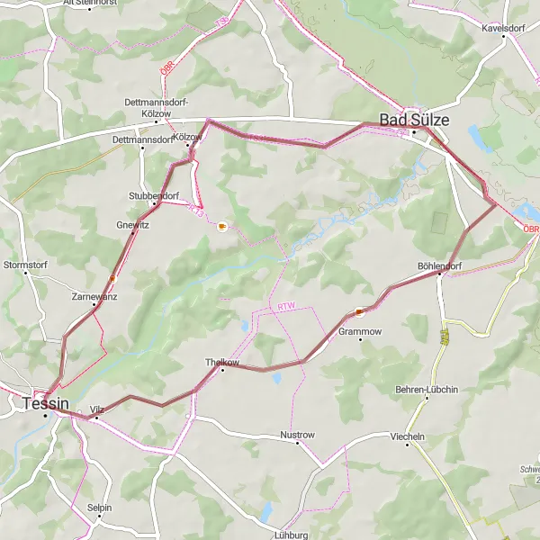 Karten-Miniaturansicht der Radinspiration "Zarnewanz Tour" in Mecklenburg-Vorpommern, Germany. Erstellt vom Tarmacs.app-Routenplaner für Radtouren