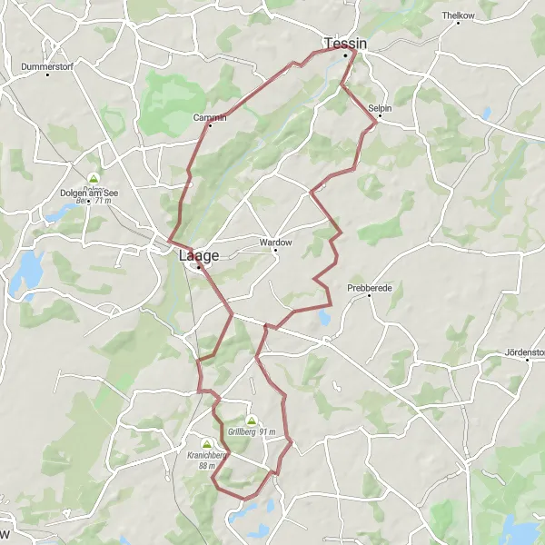 Map miniature of "The Selpin Explorer" cycling inspiration in Mecklenburg-Vorpommern, Germany. Generated by Tarmacs.app cycling route planner