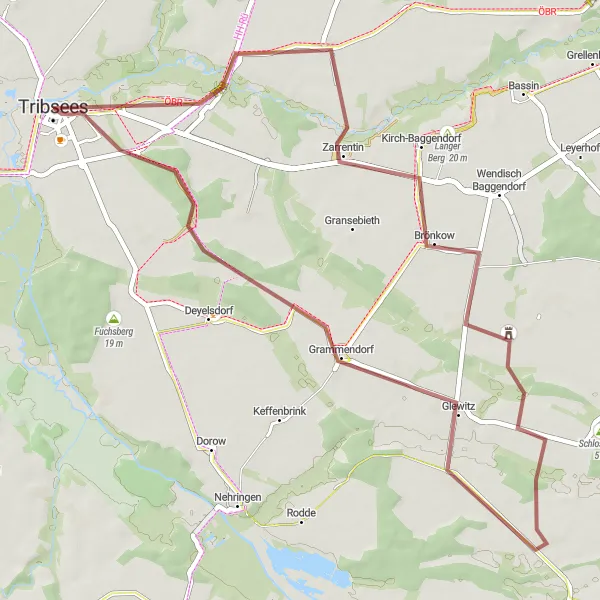 Map miniature of "Explore the Natural Beauty of Tribsees and Grammendorf" cycling inspiration in Mecklenburg-Vorpommern, Germany. Generated by Tarmacs.app cycling route planner