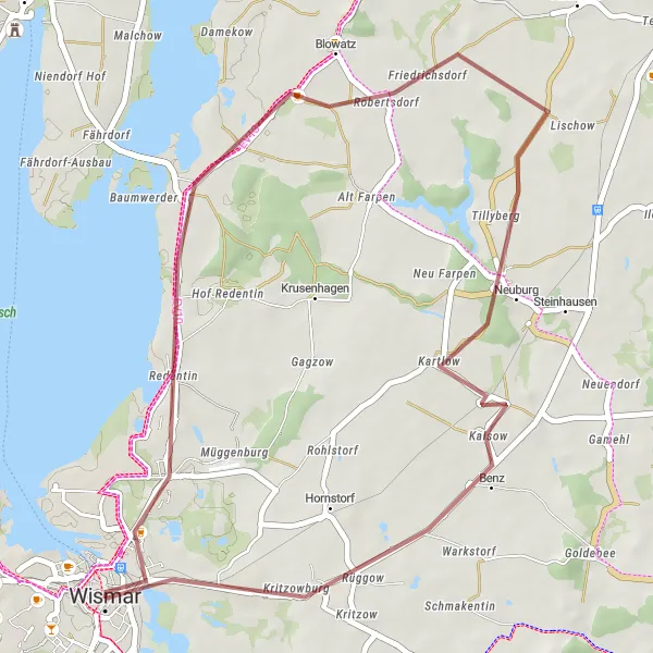 Karten-Miniaturansicht der Radinspiration "Gravel Tour entlang der Küste" in Mecklenburg-Vorpommern, Germany. Erstellt vom Tarmacs.app-Routenplaner für Radtouren
