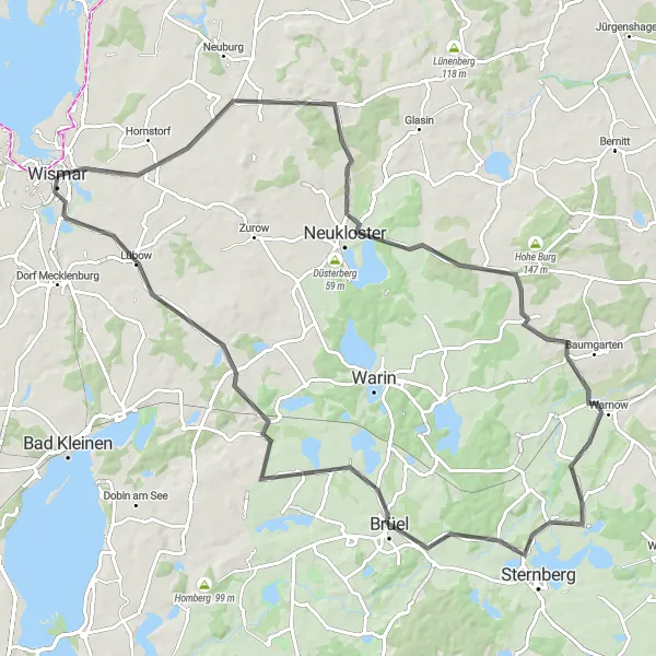Karten-Miniaturansicht der Radinspiration "Route um Groß Raden und Zahrensdorf" in Mecklenburg-Vorpommern, Germany. Erstellt vom Tarmacs.app-Routenplaner für Radtouren