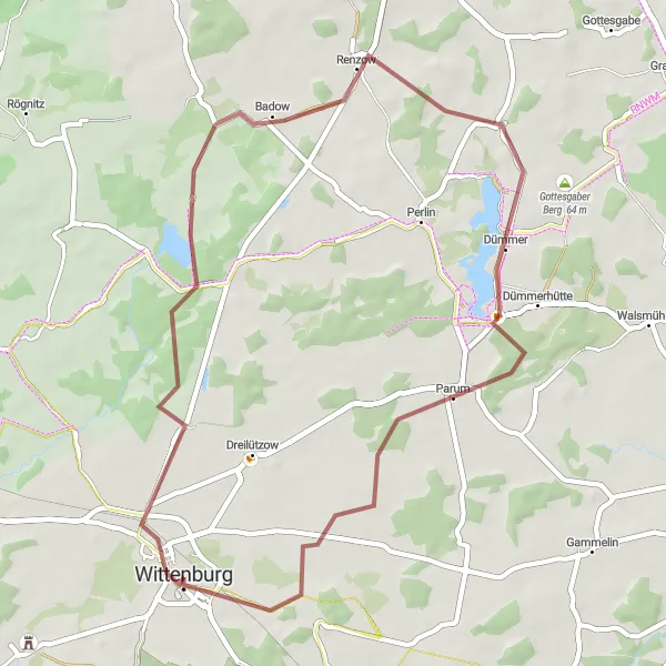 Map miniature of "Badow Ride" cycling inspiration in Mecklenburg-Vorpommern, Germany. Generated by Tarmacs.app cycling route planner