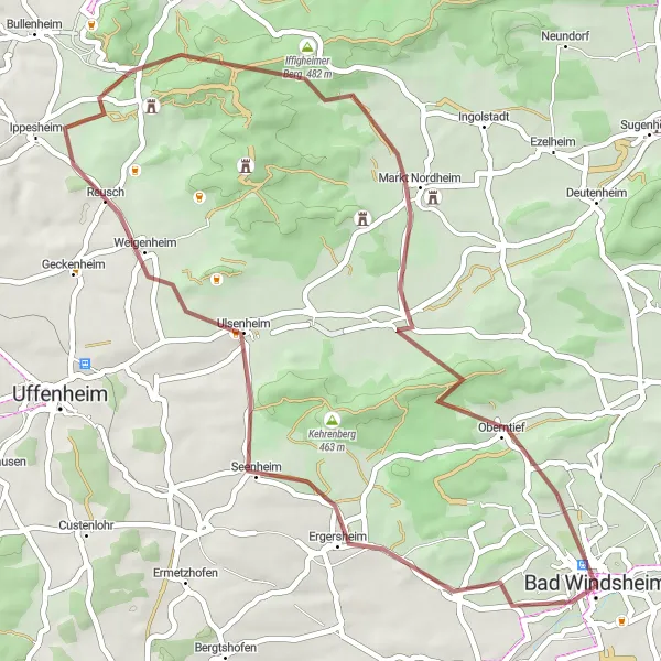 Karten-Miniaturansicht der Radinspiration "Idyllische Graveltour in Mittelfranken" in Mittelfranken, Germany. Erstellt vom Tarmacs.app-Routenplaner für Radtouren