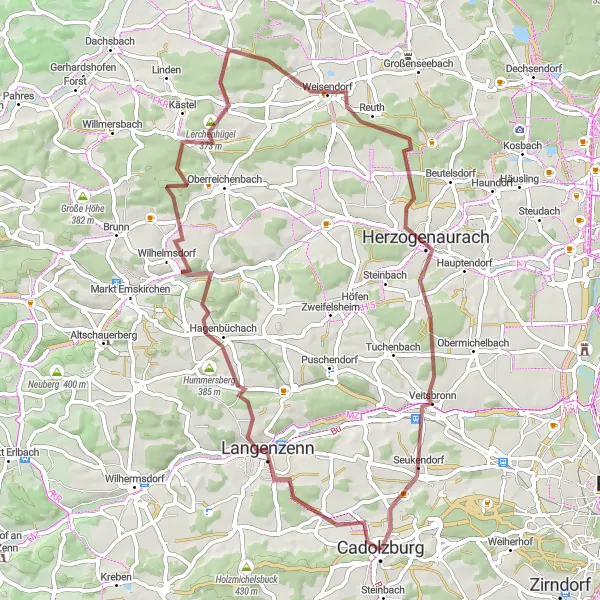 Karten-Miniaturansicht der Radinspiration "Naturverbundene Schottertour durch Mittelfranken" in Mittelfranken, Germany. Erstellt vom Tarmacs.app-Routenplaner für Radtouren