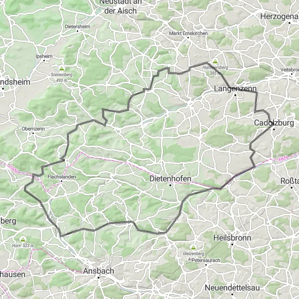 Karten-Miniaturansicht der Radinspiration "Auf den Spuren der Geschichte in Mittelfranken" in Mittelfranken, Germany. Erstellt vom Tarmacs.app-Routenplaner für Radtouren