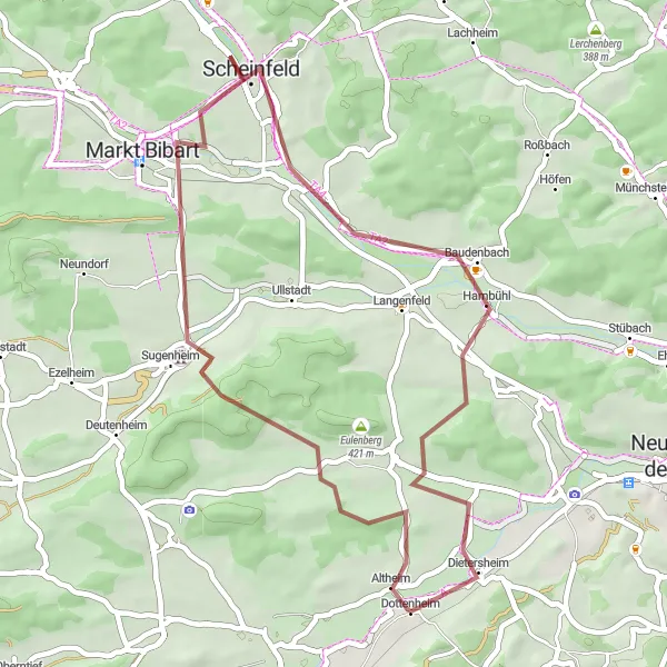 Karten-Miniaturansicht der Radinspiration "Gravel Adventure in Mittelfranken" in Mittelfranken, Germany. Erstellt vom Tarmacs.app-Routenplaner für Radtouren