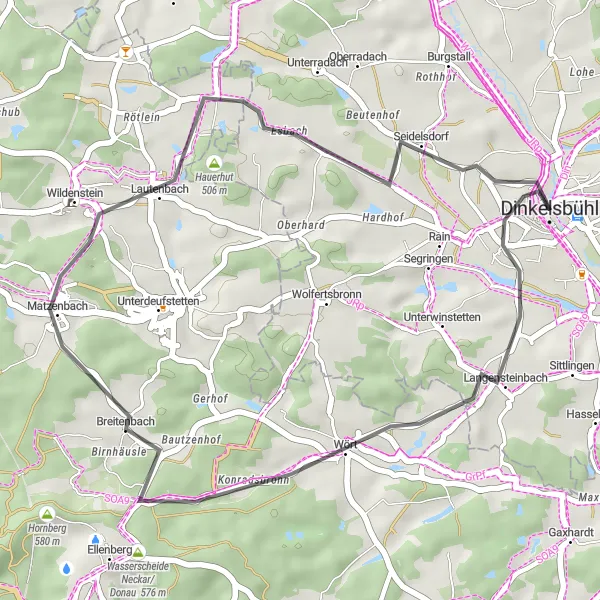 Karten-Miniaturansicht der Radinspiration "Wörter Tour" in Mittelfranken, Germany. Erstellt vom Tarmacs.app-Routenplaner für Radtouren