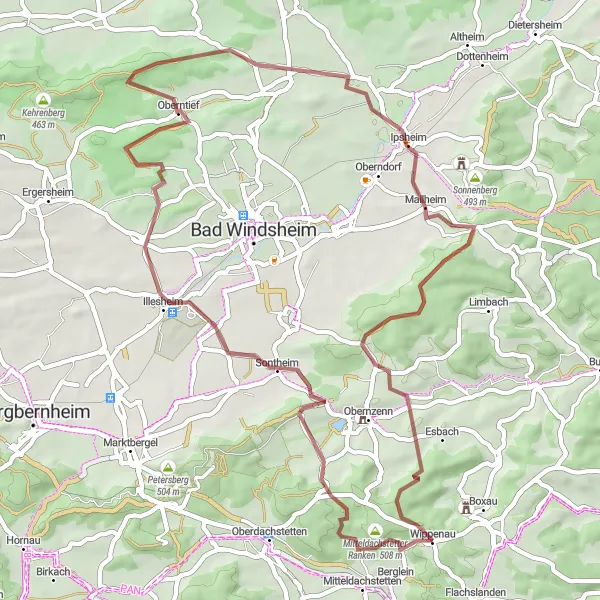 Karten-Miniaturansicht der Radinspiration "Rosenberg Radrunde" in Mittelfranken, Germany. Erstellt vom Tarmacs.app-Routenplaner für Radtouren