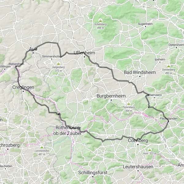 Karten-Miniaturansicht der Radinspiration "Historische Radtour durch Mittelfranken" in Mittelfranken, Germany. Erstellt vom Tarmacs.app-Routenplaner für Radtouren