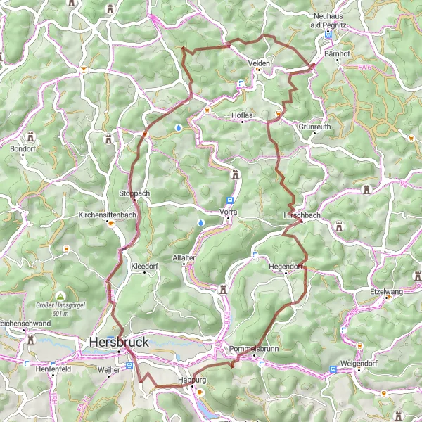 Map miniature of "Untouched Nature and Hidden Gems" cycling inspiration in Mittelfranken, Germany. Generated by Tarmacs.app cycling route planner