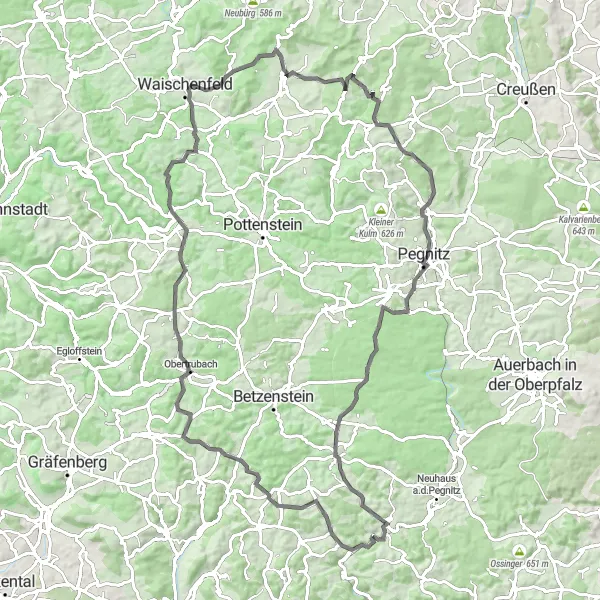 Karten-Miniaturansicht der Radinspiration "Roadtour durch die fränkische Schweiz" in Mittelfranken, Germany. Erstellt vom Tarmacs.app-Routenplaner für Radtouren