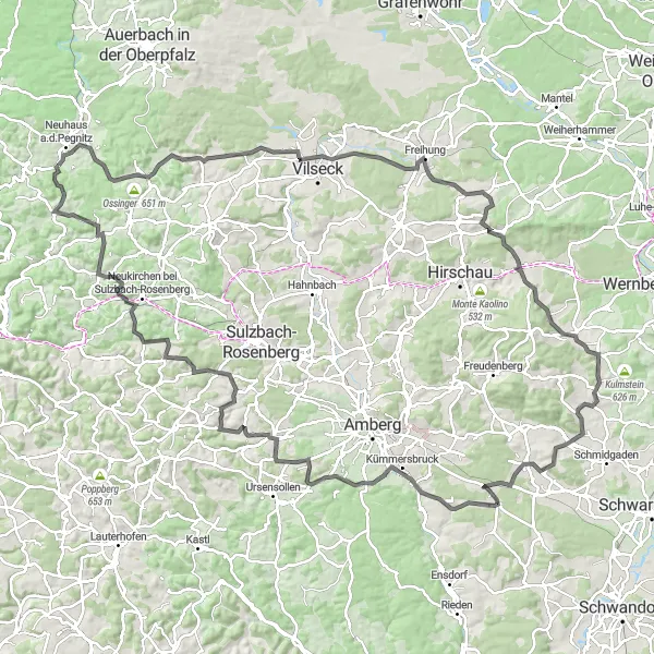 Map miniature of "Cycling Adventure through Picturesque Landscapes" cycling inspiration in Mittelfranken, Germany. Generated by Tarmacs.app cycling route planner