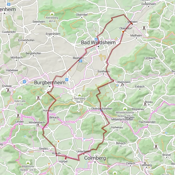 Karten-Miniaturansicht der Radinspiration "Durch die Vielfalt Mittelfrankens" in Mittelfranken, Germany. Erstellt vom Tarmacs.app-Routenplaner für Radtouren