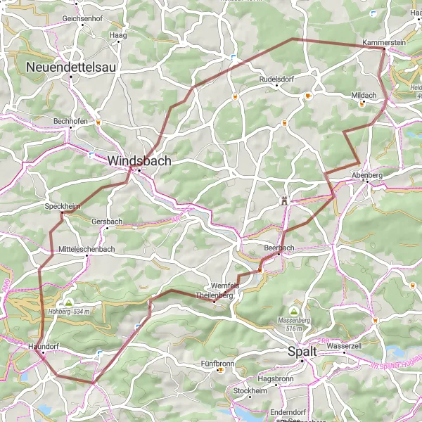Karten-Miniaturansicht der Radinspiration "Abenteuerliche Gravelbike-Route" in Mittelfranken, Germany. Erstellt vom Tarmacs.app-Routenplaner für Radtouren