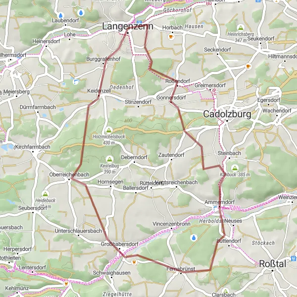 Karten-Miniaturansicht der Radinspiration "Idyllische Gravel-Tour nach Ammerndorf" in Mittelfranken, Germany. Erstellt vom Tarmacs.app-Routenplaner für Radtouren