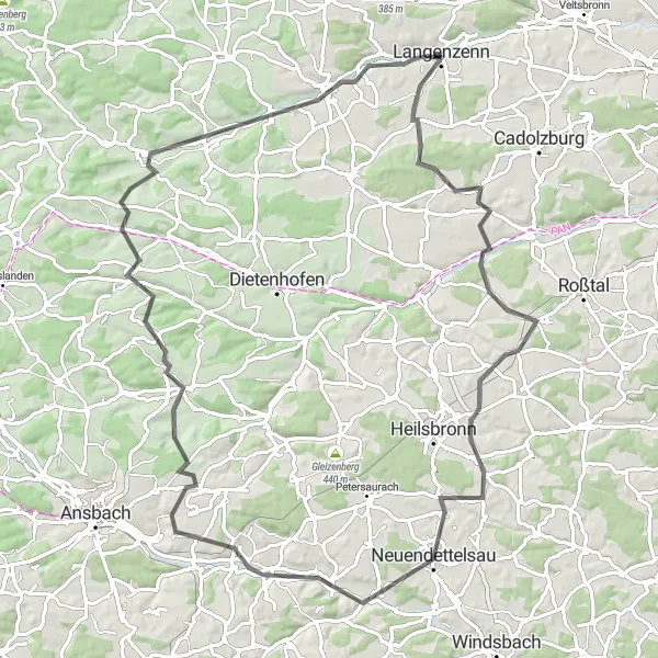 Map miniature of "Zenn Valley Loop" cycling inspiration in Mittelfranken, Germany. Generated by Tarmacs.app cycling route planner