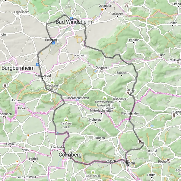 Karten-Miniaturansicht der Radinspiration "Frankenwelten Erlebnistour" in Mittelfranken, Germany. Erstellt vom Tarmacs.app-Routenplaner für Radtouren