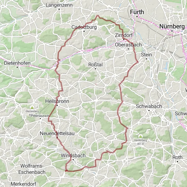 Karten-Miniaturansicht der Radinspiration "Malergenuss auf dem Gersbach-Tour" in Mittelfranken, Germany. Erstellt vom Tarmacs.app-Routenplaner für Radtouren