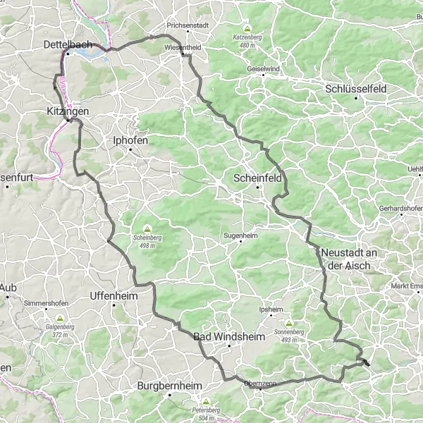 Map miniature of "The Trautskirchen Challenge" cycling inspiration in Mittelfranken, Germany. Generated by Tarmacs.app cycling route planner