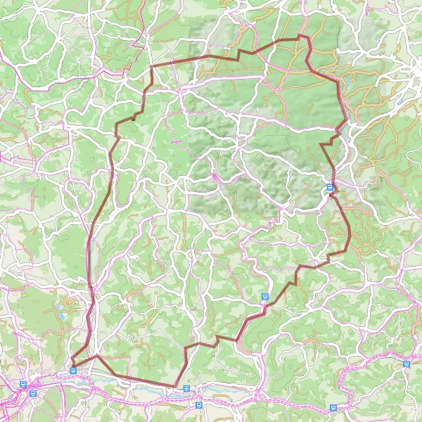 Map miniature of "Simmelsdorf Gravel Adventure" cycling inspiration in Mittelfranken, Germany. Generated by Tarmacs.app cycling route planner