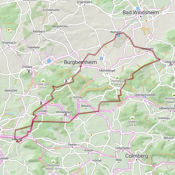 Karten-Miniaturansicht der Radinspiration "Gravel-Biking-Abenteuer durch die Natur von Neusitz" in Mittelfranken, Germany. Erstellt vom Tarmacs.app-Routenplaner für Radtouren