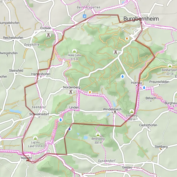 Karten-Miniaturansicht der Radinspiration "Kleine Entdeckungstour um Neusitz" in Mittelfranken, Germany. Erstellt vom Tarmacs.app-Routenplaner für Radtouren