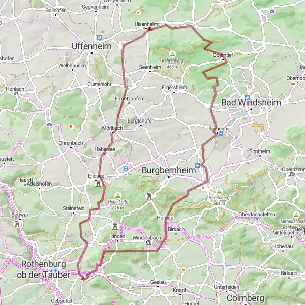 Karten-Miniaturansicht der Radinspiration "Rundweg um Neusitz und Marktbergel" in Mittelfranken, Germany. Erstellt vom Tarmacs.app-Routenplaner für Radtouren