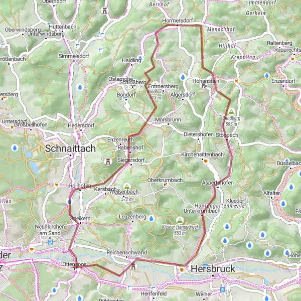 Map miniature of "Glatzenstein and Reichenschwand Circuit" cycling inspiration in Mittelfranken, Germany. Generated by Tarmacs.app cycling route planner