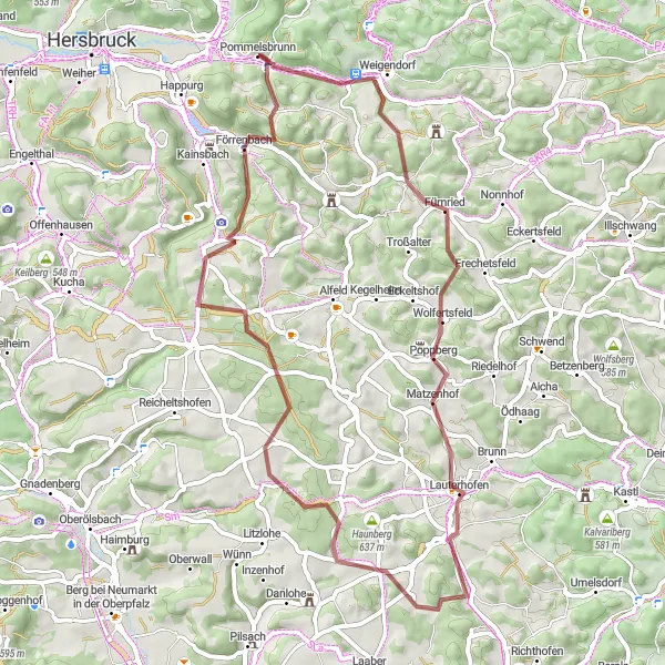 Map miniature of "Nature Outing" cycling inspiration in Mittelfranken, Germany. Generated by Tarmacs.app cycling route planner