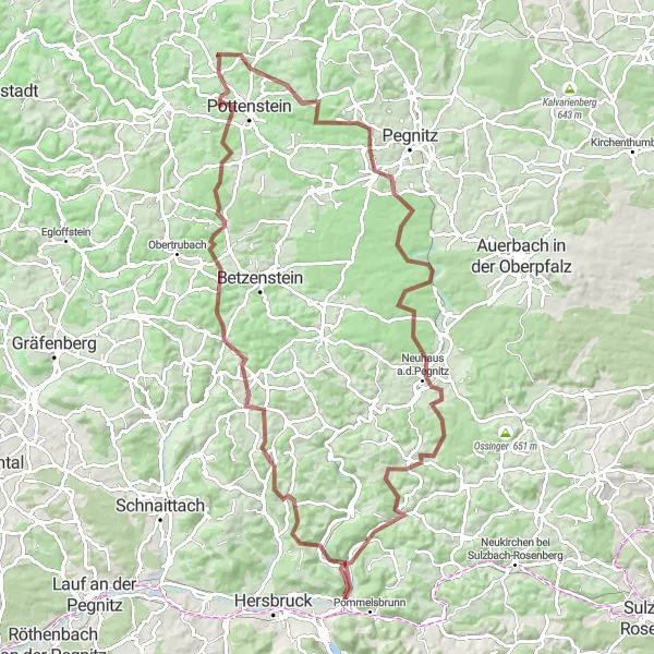 Map miniature of "Rugged Adventure" cycling inspiration in Mittelfranken, Germany. Generated by Tarmacs.app cycling route planner