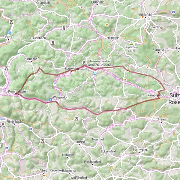 Map miniature of "GraVelo Loop" cycling inspiration in Mittelfranken, Germany. Generated by Tarmacs.app cycling route planner