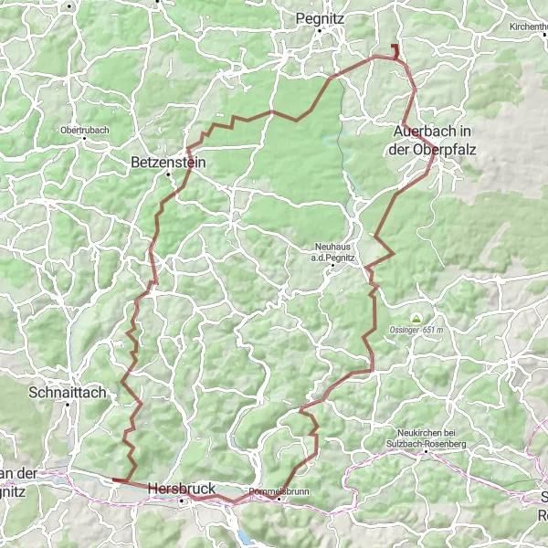 Map miniature of "Exploring Wild Nature" cycling inspiration in Mittelfranken, Germany. Generated by Tarmacs.app cycling route planner