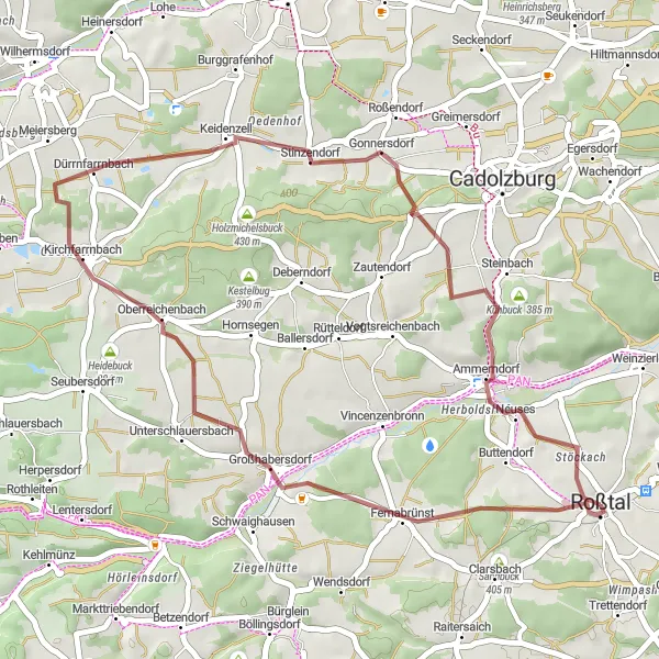 Karten-Miniaturansicht der Radinspiration "Kleine Gravelrunde um Ammerndorf" in Mittelfranken, Germany. Erstellt vom Tarmacs.app-Routenplaner für Radtouren