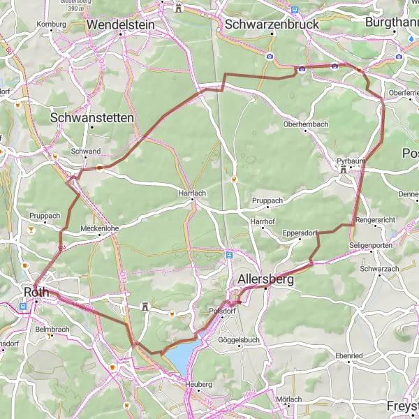 Karten-Miniaturansicht der Radinspiration "Roth-Radtour durch Mittelfranken" in Mittelfranken, Germany. Erstellt vom Tarmacs.app-Routenplaner für Radtouren