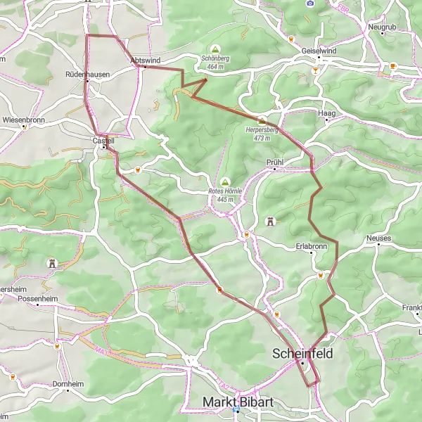 Karten-Miniaturansicht der Radinspiration "Entdecke die Weinberge von Mittelfranken" in Mittelfranken, Germany. Erstellt vom Tarmacs.app-Routenplaner für Radtouren