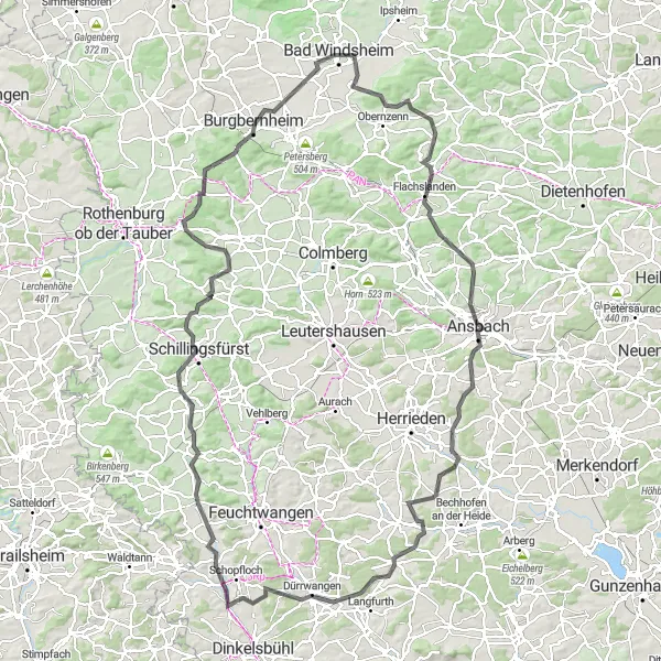 Karten-Miniaturansicht der Radinspiration "Radtour durch Mittelfranken" in Mittelfranken, Germany. Erstellt vom Tarmacs.app-Routenplaner für Radtouren