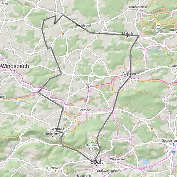 Map miniature of "Wernfels Trail" cycling inspiration in Mittelfranken, Germany. Generated by Tarmacs.app cycling route planner