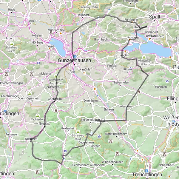 Karten-Miniaturansicht der Radinspiration "Road-Tour durch Mittelfranken - Natur und Kultur erleben" in Mittelfranken, Germany. Erstellt vom Tarmacs.app-Routenplaner für Radtouren