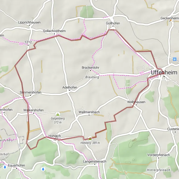 Karten-Miniaturansicht der Radinspiration "Gollachtal Loop" in Mittelfranken, Germany. Erstellt vom Tarmacs.app-Routenplaner für Radtouren