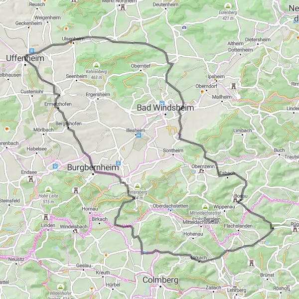 Karten-Miniaturansicht der Radinspiration "Bergauf und Bergab Tour" in Mittelfranken, Germany. Erstellt vom Tarmacs.app-Routenplaner für Radtouren