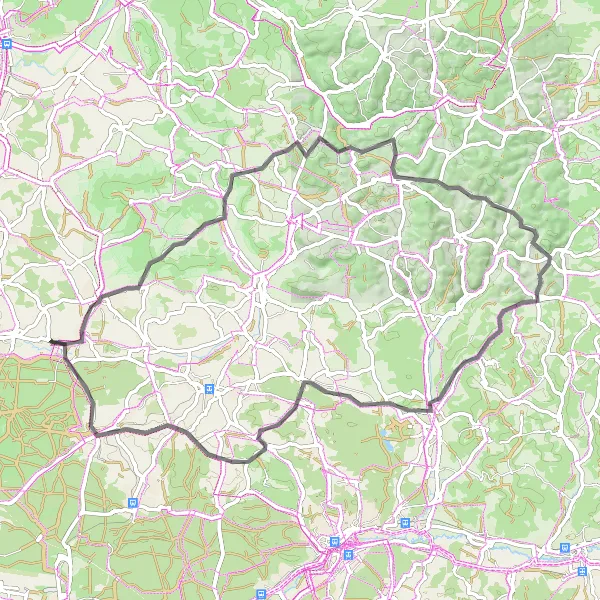 Map miniature of "The Scenic Road Ride" cycling inspiration in Mittelfranken, Germany. Generated by Tarmacs.app cycling route planner