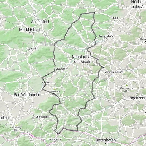Map miniature of "Roßkopf to Horn Road Cycling Adventure" cycling inspiration in Mittelfranken, Germany. Generated by Tarmacs.app cycling route planner