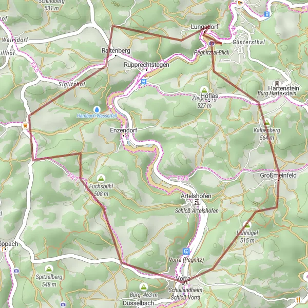 Karten-Miniaturansicht der Radinspiration "Vorra Gravel Adventure" in Mittelfranken, Germany. Erstellt vom Tarmacs.app-Routenplaner für Radtouren