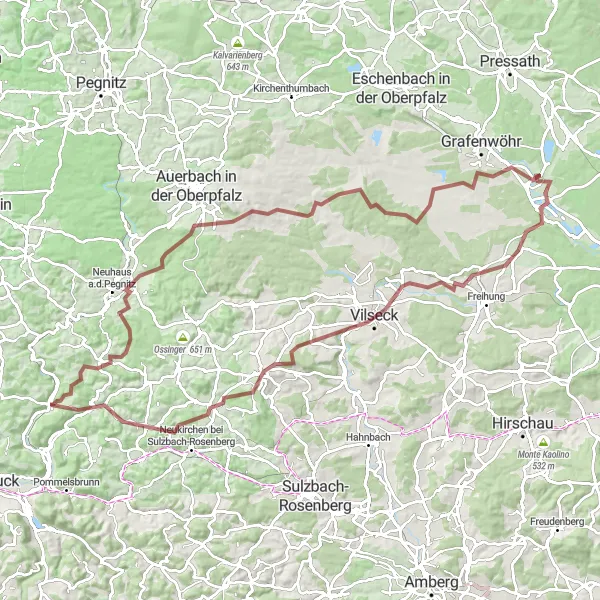 Karten-Miniaturansicht der Radinspiration "Gravel-Abenteuer durch die Natur" in Mittelfranken, Germany. Erstellt vom Tarmacs.app-Routenplaner für Radtouren