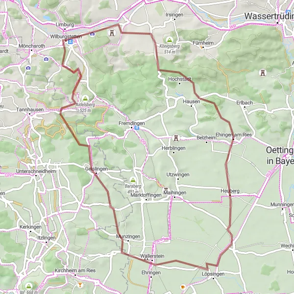 Karten-Miniaturansicht der Radinspiration "Entdeckungstour durch Mittelfranken" in Mittelfranken, Germany. Erstellt vom Tarmacs.app-Routenplaner für Radtouren