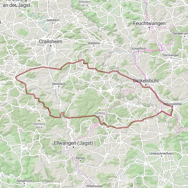 Karten-Miniaturansicht der Radinspiration "Gravel-Abenteuer in Mittelfranken" in Mittelfranken, Germany. Erstellt vom Tarmacs.app-Routenplaner für Radtouren