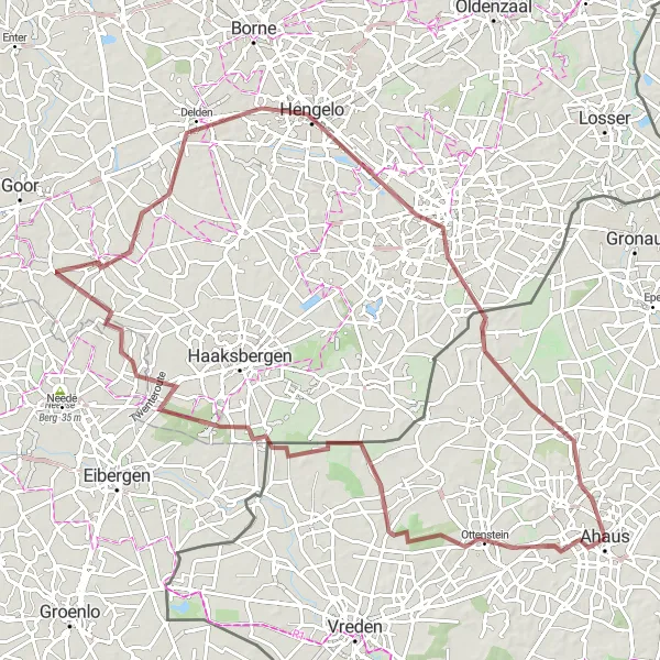 Map miniature of "Off-Road Adventure in Bentelo and Enschede" cycling inspiration in Münster, Germany. Generated by Tarmacs.app cycling route planner