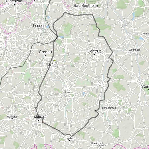 Map miniature of "Ahaus - Gildehaus" cycling inspiration in Münster, Germany. Generated by Tarmacs.app cycling route planner