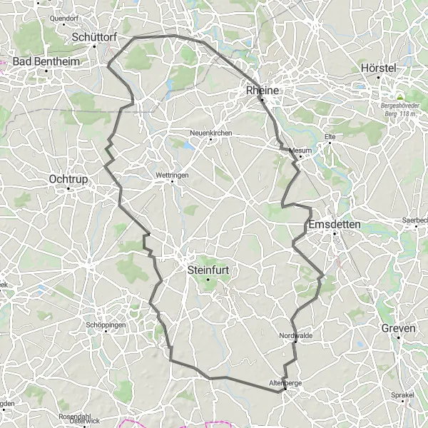 Map miniature of "Laer Exploration" cycling inspiration in Münster, Germany. Generated by Tarmacs.app cycling route planner